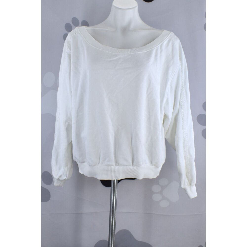bp Nordstrom White Long Sleeve Wide Neck Sweatshirt Ivory Size Medium